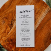 Elegant White & Black Calligraphy Dinner Menu Kaar
