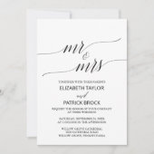 Elegant White Black Calligraphy "Mr & Mrs" Wedding Kaart (Voorkant)