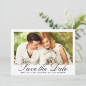 Elegant White Black Calligraphy Photo Wedding Save The Date (Staand voorkant)