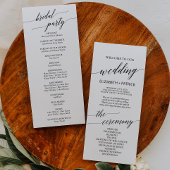 Elegant White & Black Calligraphy Wedding Programm Programmakaart