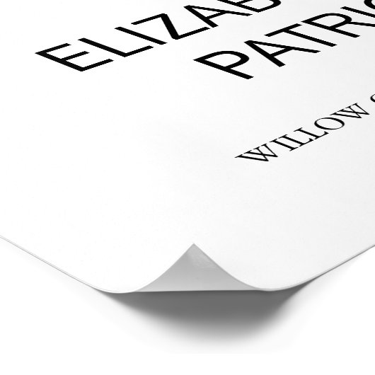 Elegant White & Black Calligraphy Weduwen Welkom Poster (Hoek)