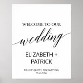 Elegant White & Black Calligraphy Weduwen Welkom Poster (Voorkant)