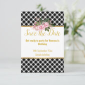 ELEGANT WHITE BLACK CHECKERDE RESPONSE RSVP-KAART RSVP KAARTJE (Staand voorkant)