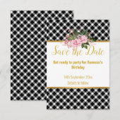 ELEGANT WHITE BLACK CHECKERDE RESPONSE RSVP-KAART RSVP KAARTJE (Voorkant / Achterkant)