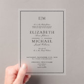 Elegant White Black Classic Monogram Weddenschap Acryl Uitnodigingen (Insitu (Draagbaar))