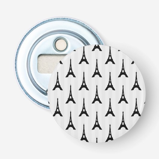 Elegant White Black Eiffel Tower France Vertical Button Flesopener (Voorkant)
