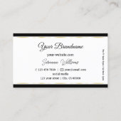 Elegant White Black en Gold Stripes met Logo Visitekaartje (Achterkant)
