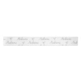 Elegant White Black Familienaam Heart Pattern Satijnen Lint (Voorkant)