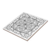 Elegant White Black Flowers Butterfly Decorative Tegeltje (Zijkant)