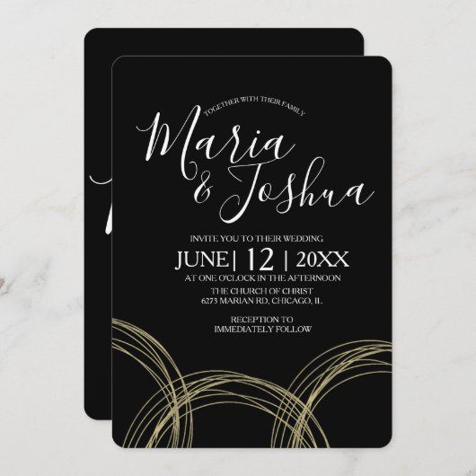 Elegant White Black Folie Ring Wedding Suite Kaart (Voorkant / Achterkant)