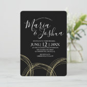 Elegant White Black Folie Ring Wedding Suite Kaart (Staand voorkant)