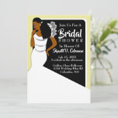 Elegant White, Black, Gold African American Bridal Kaart (Staand voorkant)