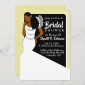 Elegant White, Black, Gold African American Bridal Kaart (Voorkant / Achterkant)