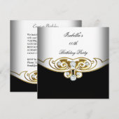 Elegant White Black Gold Diamond Afbeelding Kaart (Voorkant / Achterkant)