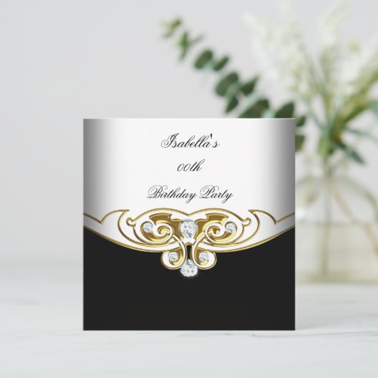 Elegant White Black Gold Diamond Afbeelding Kaart (Staand voorkant)