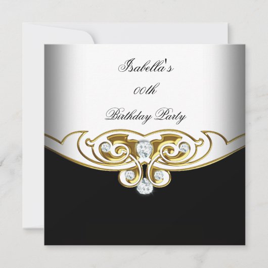Elegant White Black Gold Diamond Afbeelding Kaart (Voorkant)