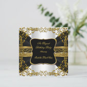 Elegant White Black Gold geboortedag Kaart (Staand voorkant)