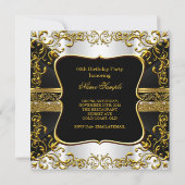 Elegant White Black Gold geboortedag Kaart (Achterkant)