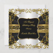 Elegant White Black Gold geboortedag Kaart (Voorkant)