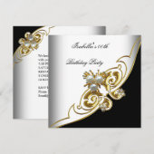 Elegant White Black Gold Pearl Birthday Kaart (Voorkant / Achterkant)