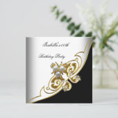 Elegant White Black Gold Pearl Birthday Kaart (Staand voorkant)