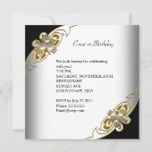 Elegant White Black Gold Pearl Birthday Kaart (Achterkant)