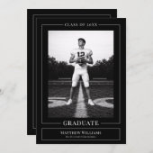 Elegant White & Black Graduate Announcement Kaart (Voorkant / Achterkant)