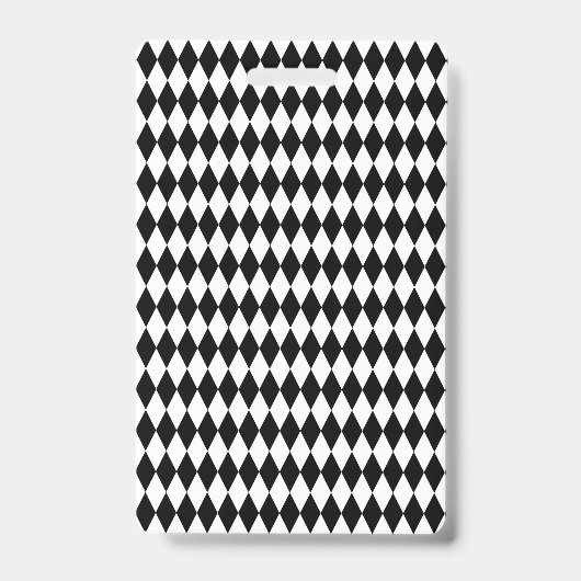 Elegant White Black Harlequin Geometric Rhombuses Badge (Voorzijde)