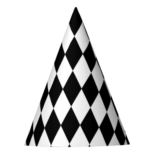 Elegant White Black Harlequin Geometric Rhombuses Feesthoedjes (Voorkant)