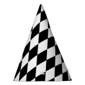 Elegant White Black Harlequin Geometric Rhombuses Feesthoedjes (Rechts)