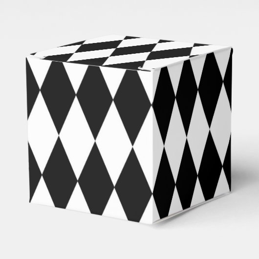 Elegant White Black Harlequin Geometric Rhombusjes Bedankdoosjes (Voorkant Zijde)