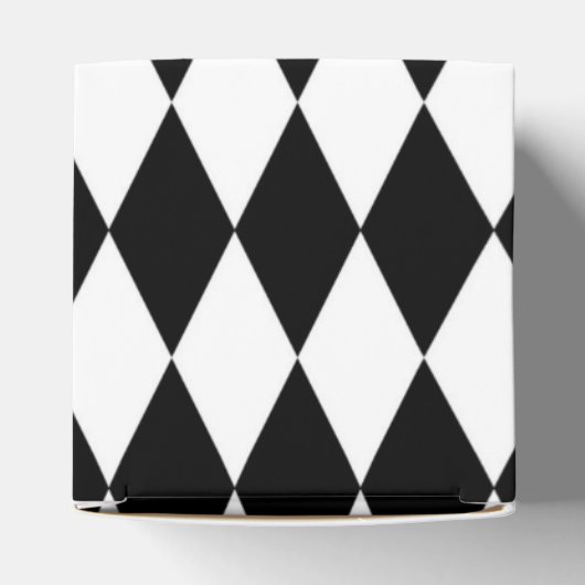 Elegant White Black Harlequin Geometric Rhombusjes Bedankdoosjes (Bovenkant)