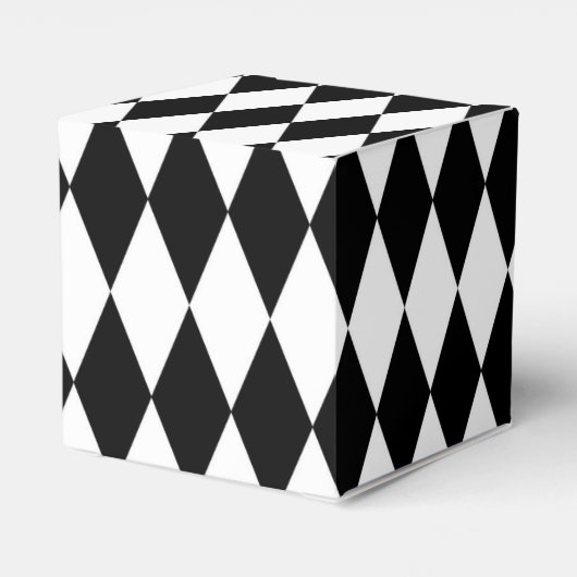 Elegant White Black Harlequin Geometric Rhombusjes Bedankdoosjes (Achterkant)