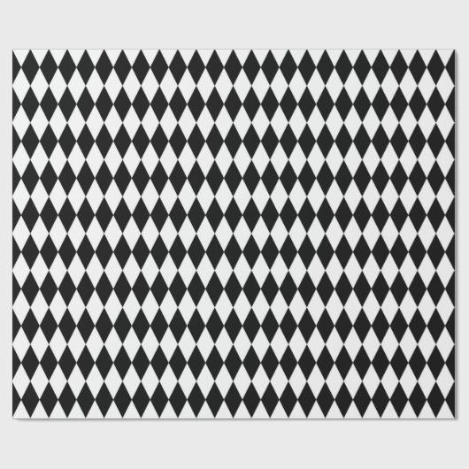 Elegant White Black Harlequin Geometric Rhombusjes Cadeaupapier (Vlak)