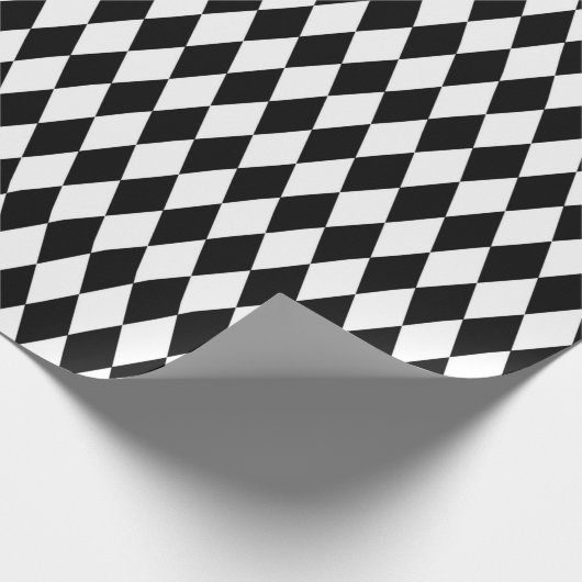 Elegant White Black Harlequin Geometric Rhombusjes Cadeaupapier (Hoek)