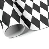 Elegant White Black Harlequin Geometric Rhombusjes Cadeaupapier (Rol Hoek)