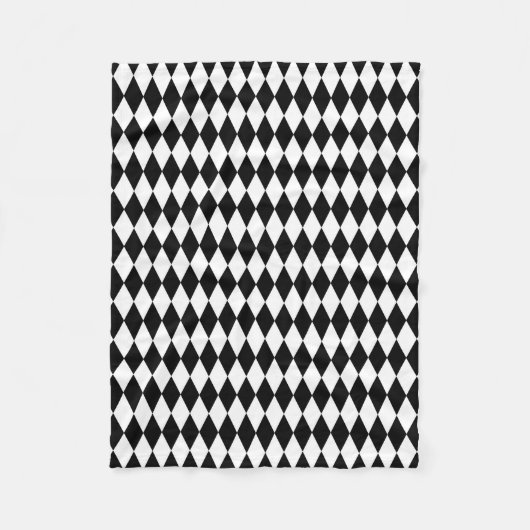 Elegant White Black Harlequin Geometric Rhombusjes Fleece Deken (Voorkant)