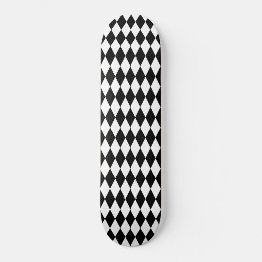 Elegant White Black Harlequin Geometric Rhombusjes Persoonlijk Skateboard (Voorkant)