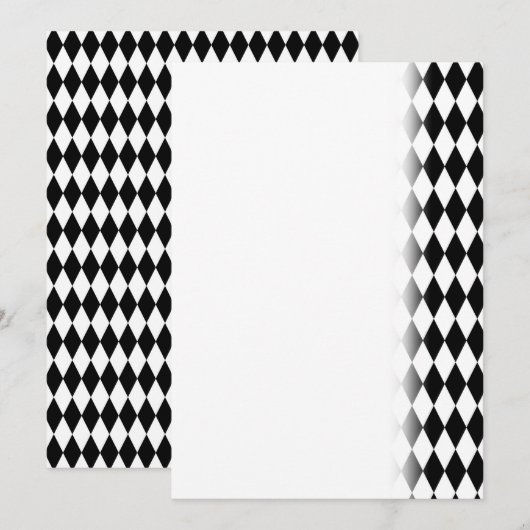 Elegant White Black Harlequin Geometric Rhombusjes Save The Date (Voorkant / Achterkant)