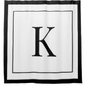 Elegant White & Black Initial Monogram Douchegordijn (Voorkant)