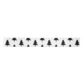 Elegant White Black Kersttree Patroon Satijnen Lint (Voorkant)
