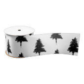 Elegant White Black Kersttree Patroon Satijnen Lint (Spoel)