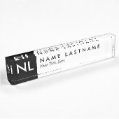Elegant White Black Monogram Desk Naambordje