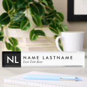 Elegant White Black Monogram Desk Naambordje
