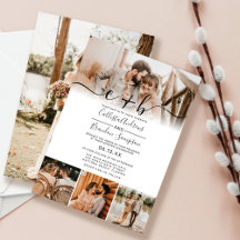 Elegant White Black Photo Monogram Weddenschap Inv