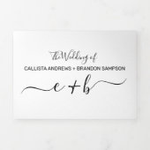 Elegant White Black Photo Monogram Weddenschap RSV Drieluik Uitnodiging (Cover)