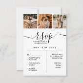 Elegant White Black Photo Monogram Weddenschap RSV RSVP Kaartje (Voorkant)