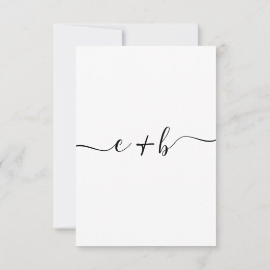 Elegant White Black Photo Monogram Weddenschap RSV RSVP Kaartje (Achterkant)