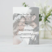 Elegant White & Black Photo Wedding Invitation Kaart (Staand voorkant)