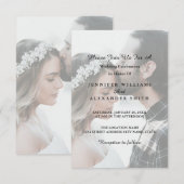 Elegant White & Black Photo Wedding Invitation Kaart (Voorkant / Achterkant)